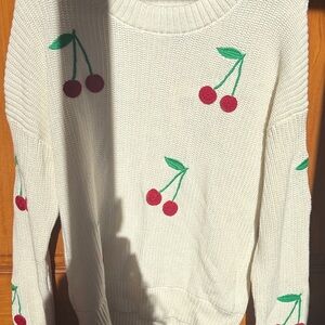 Cynthia Rowley Cream Sweater with Cherry Design